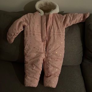 Baby snowsuit pink like new used twice